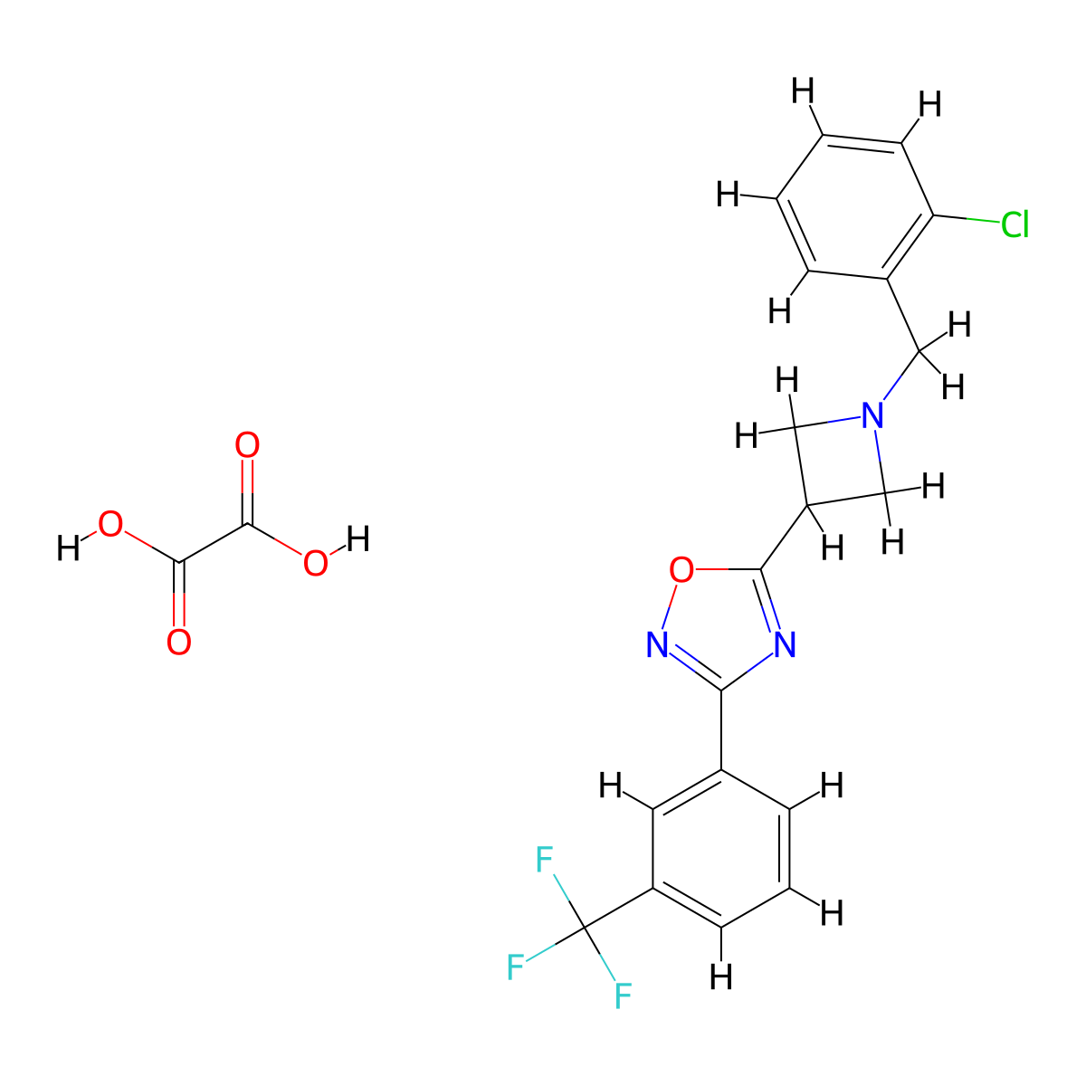 5-(1-(2-Chlorobenzyl)azetidin-3-yl)-3-(3-(trifluoromethyl)phenyl)-1,2,4-oxadiazole oxalate molecular structure, CAS 1351582-51-8