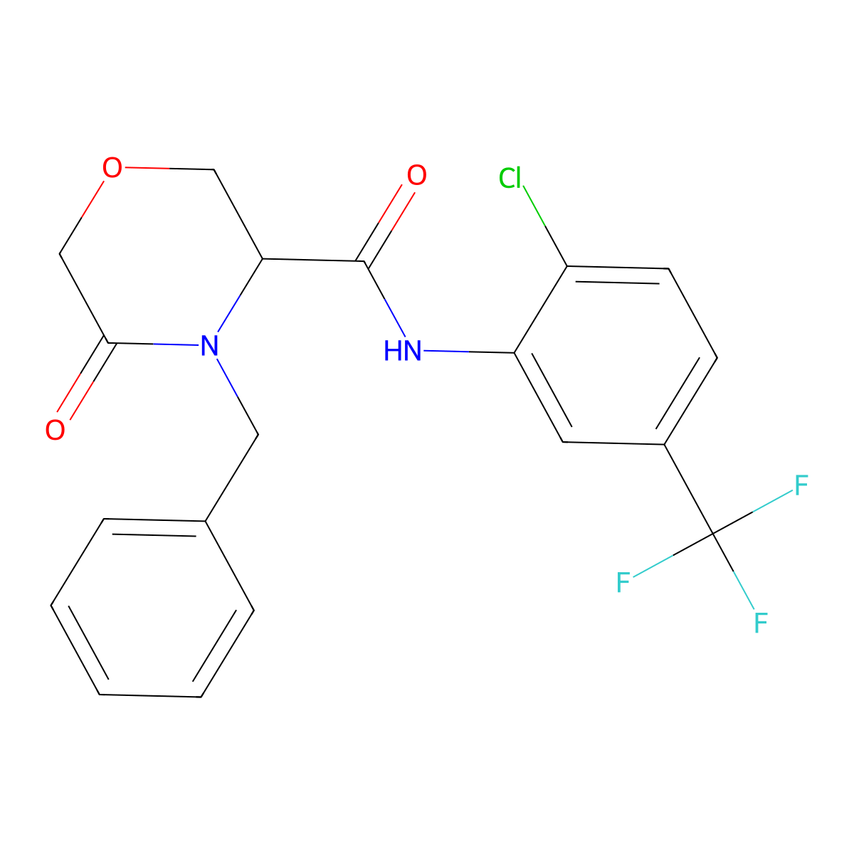 4-benzyl-N-[2-chloro-5-(trifluoromethyl)phenyl]-5-oxomorpholine-3-carboxamide molecular structure, CAS 1351582-53-0