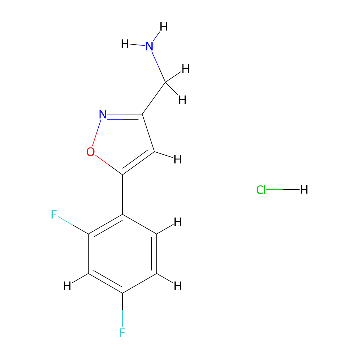 [[5-(2,4-Difluorophenyl)isoxazol-3-YL]methyl]amine hydrochloride molecular structure, CAS 1351582-61-0