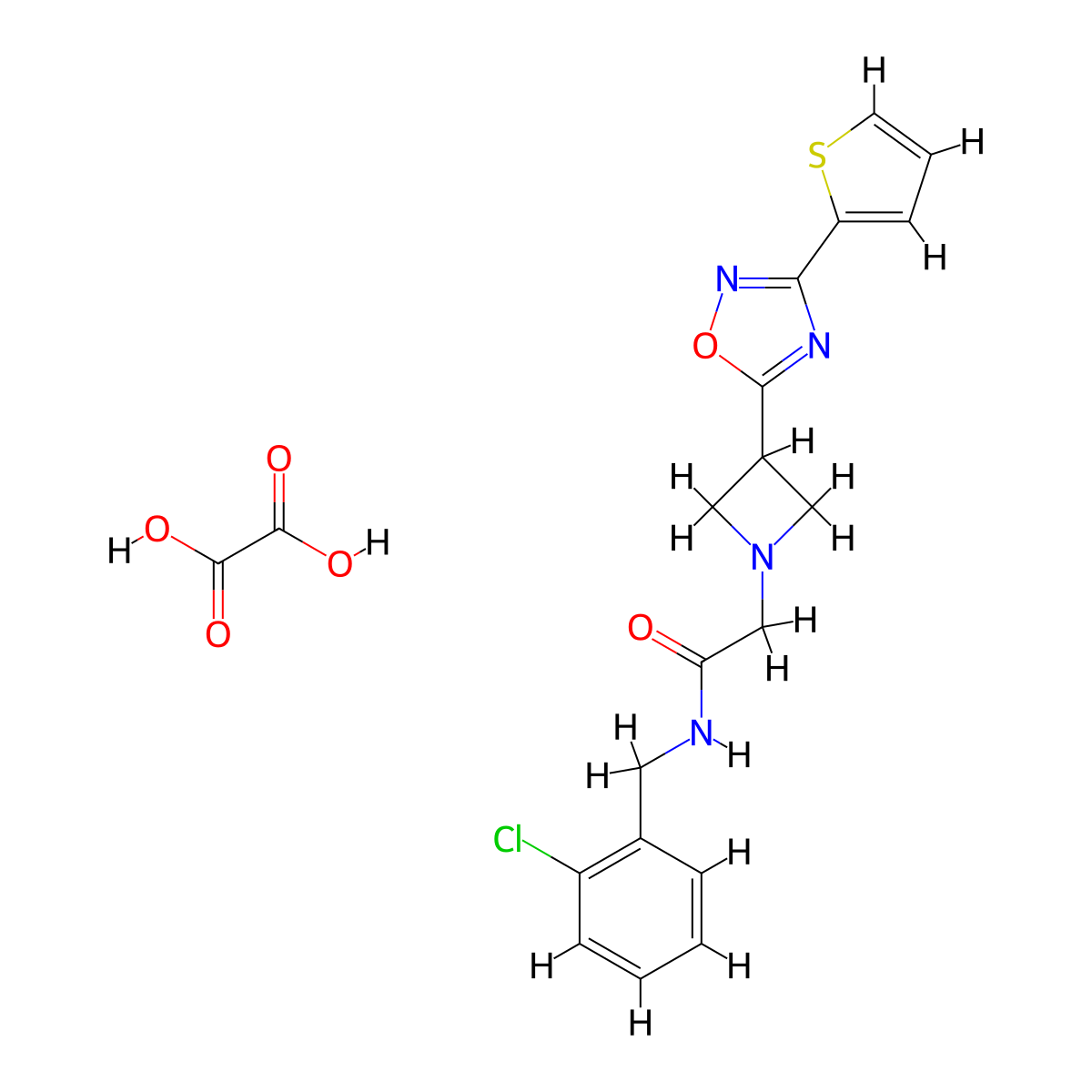 N-(2-chlorobenzyl)-2-(3-(3-(thiophen-2-yl)-1,2,4-oxadiazol-5-yl)azetidin-1-yl)acetamide oxalate molecular structure, CAS 1351582-67-6