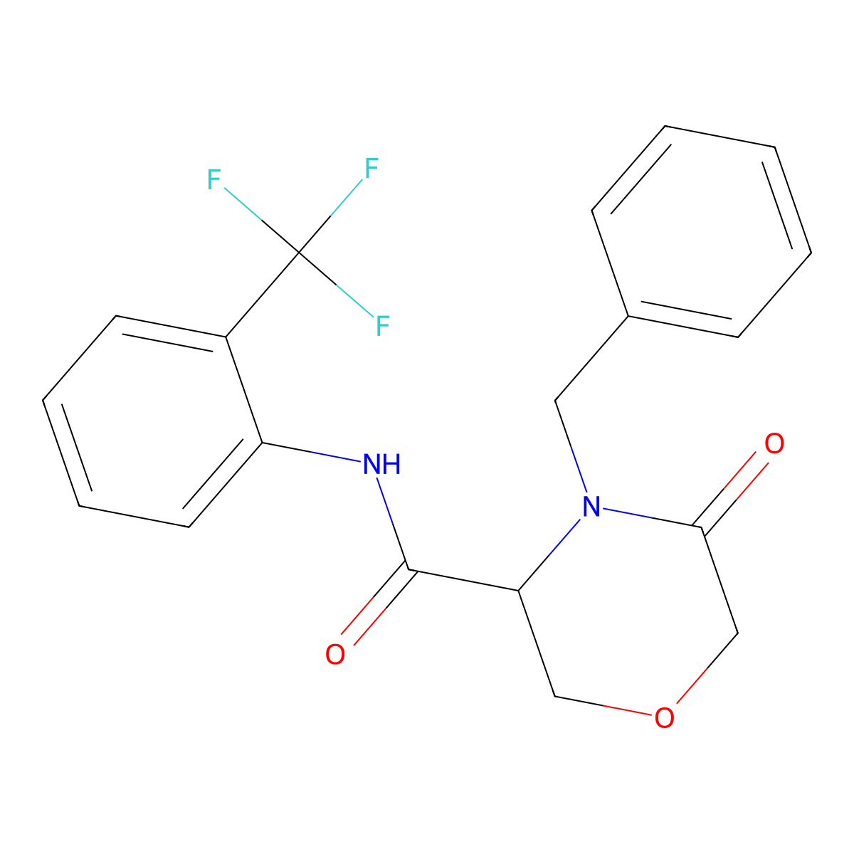 4-benzyl-5-oxo-N-[2-(trifluoromethyl)phenyl]morpholine-3-carboxamide molecular structure, CAS 1351582-80-3