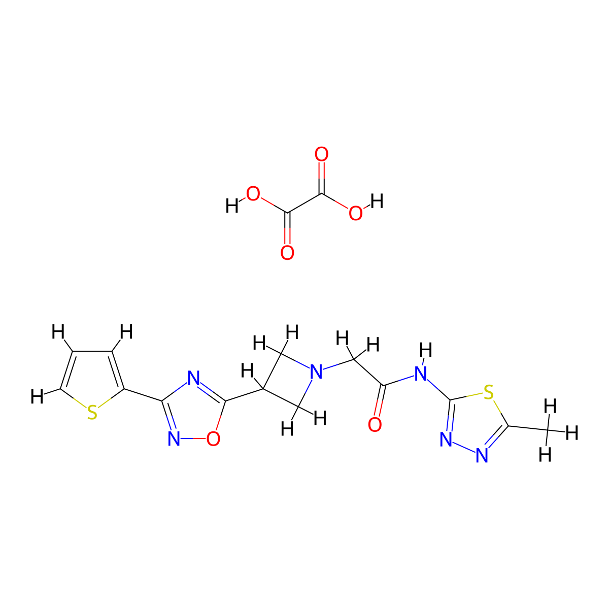 N-(5-methyl-1,3,4-thiadiazol-2-yl)-2-(3-(3-(thiophen-2-yl)-1,2,4-oxadiazol-5-yl)azetidin-1-yl)acetamide oxalate molecular structure, CAS 1351582-81-4