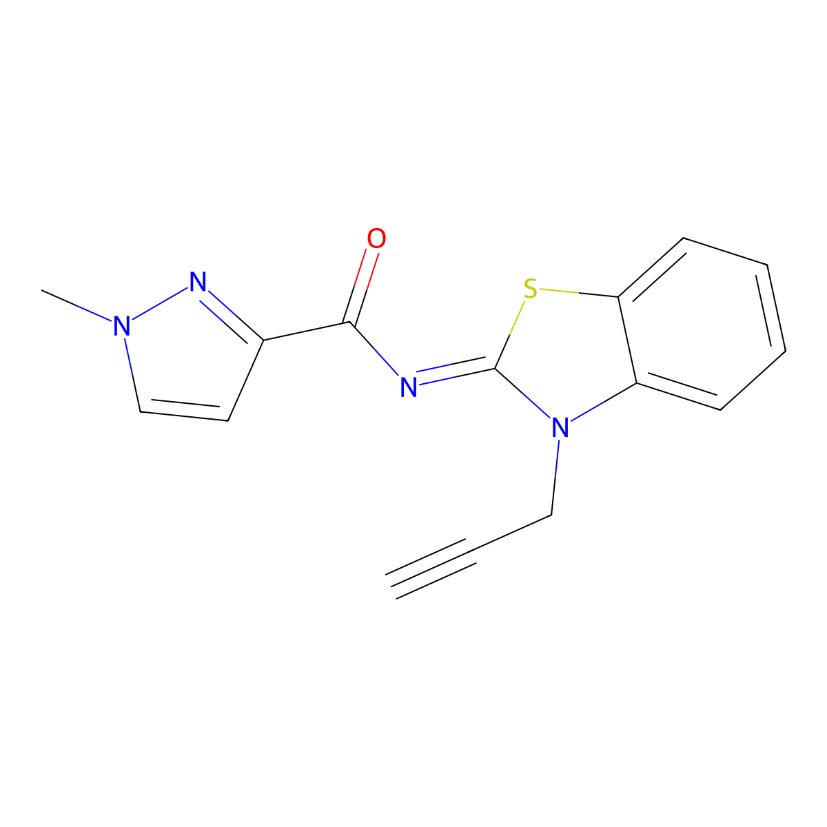 (Z)-1-methyl-N-(3-(prop-2-yn-1-yl)benzo[d]thiazol-2(3H)-ylidene)-1H-pyrazole-3-carboxamide molecular structure, CAS 1351583-90-8
