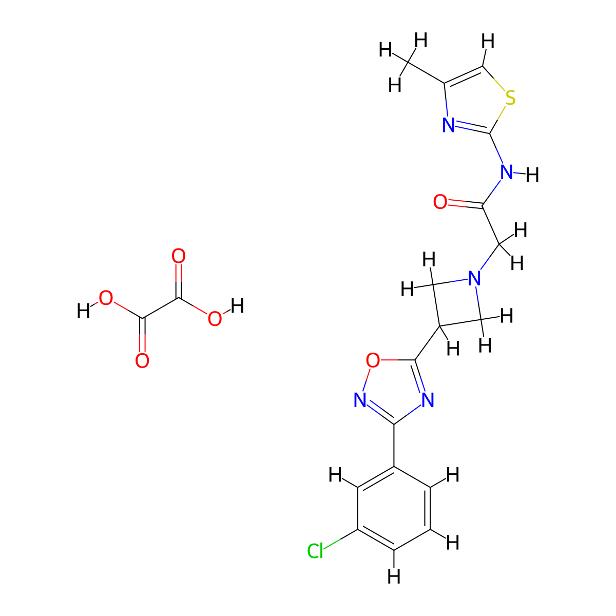 2-(3-(3-(3-chlorophenyl)-1,2,4-oxadiazol-5-yl)azetidin-1-yl)-N-(4-methylthiazol-2-yl)acetamide oxalate molecular structure, CAS 1351584-58-1