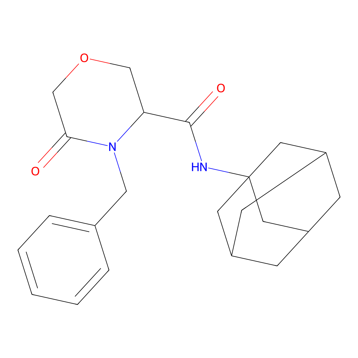 N-((3s,5s,7s)-adamantan-1-yl)-4-benzyl-5-oxomorpholine-3-carboxamide molecular structure, CAS 1351584-60-5