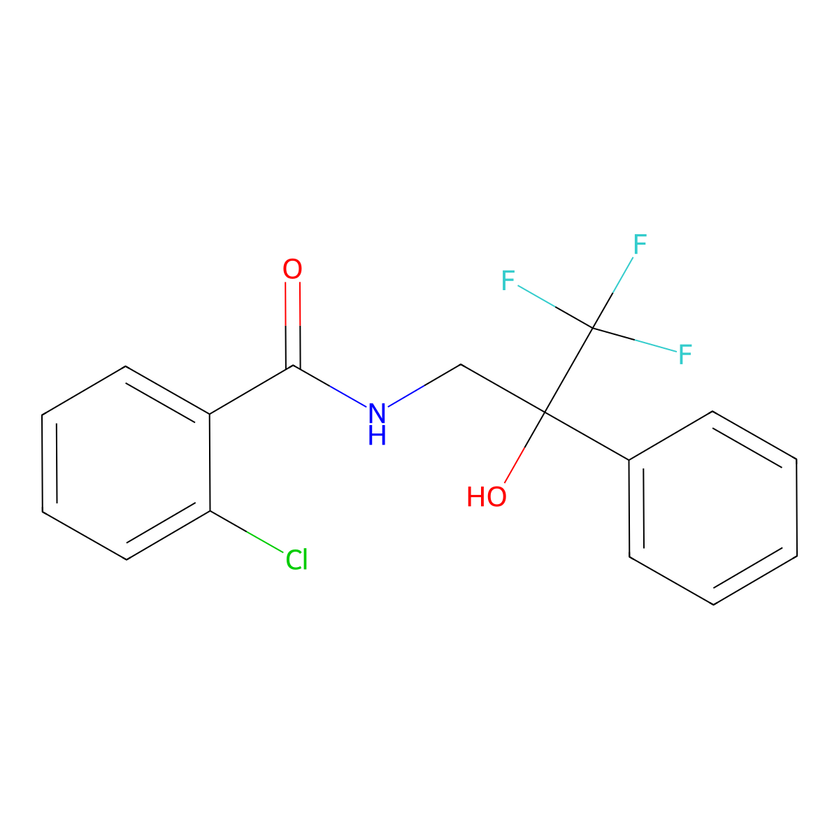 2-chloro-N-(3,3,3-trifluoro-2-hydroxy-2-phenylpropyl)benzamide molecular structure, CAS 1351584-61-6