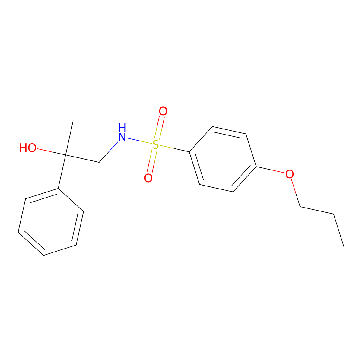 N-(2-hydroxy-2-phenylpropyl)-4-propoxybenzenesulfonamide molecular structure, CAS 1351584-62-7