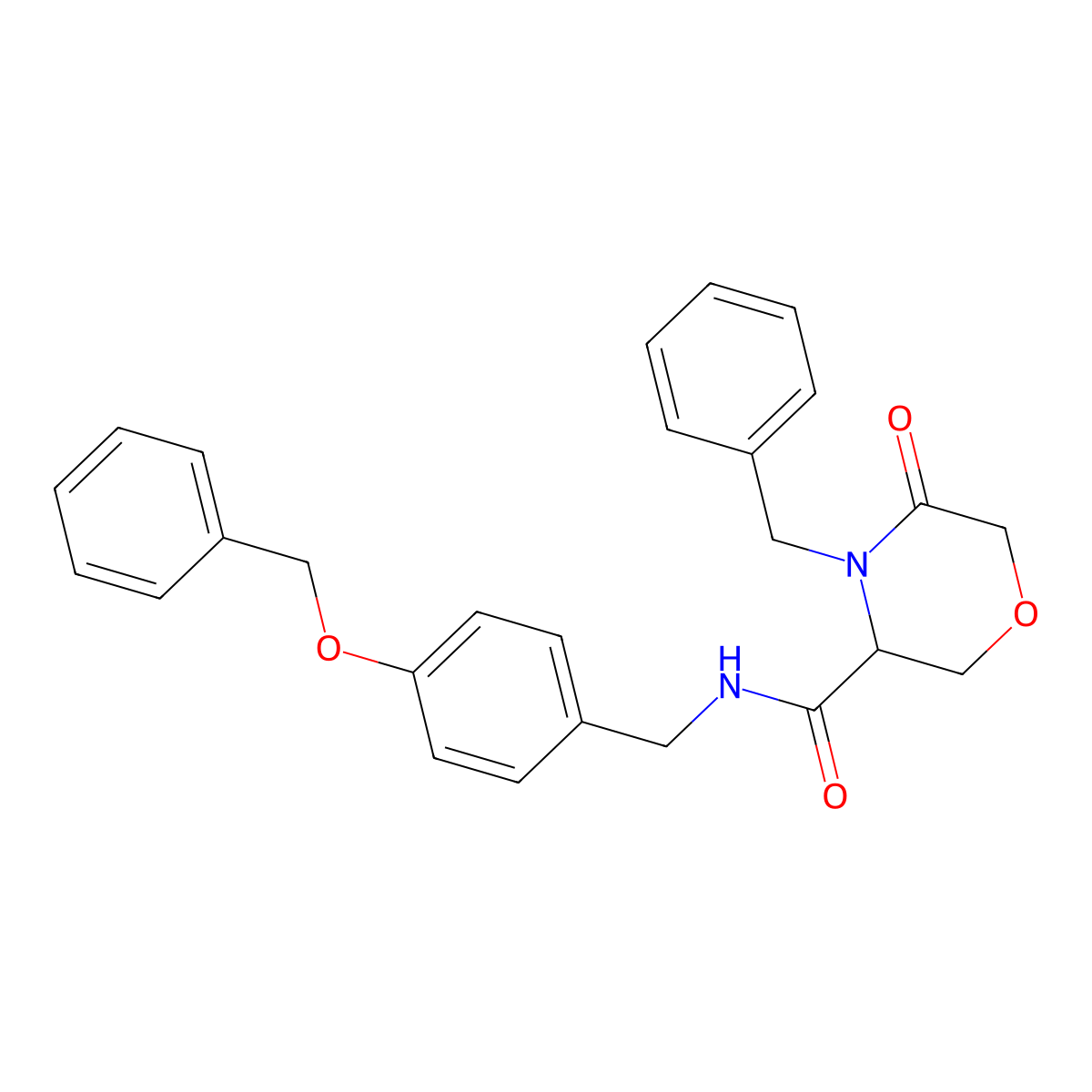 4-benzyl-N-(4-(benzyloxy)benzyl)-5-oxomorpholine-3-carboxamide molecular structure, CAS 1351584-64-9