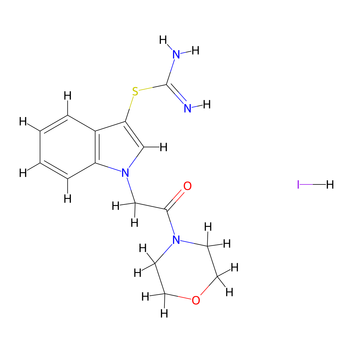 1-(2-morpholino-2-oxoethyl)-1H-indol-3-yl carbamimidothioate hydroiodide molecular structure, CAS 1351584-65-0