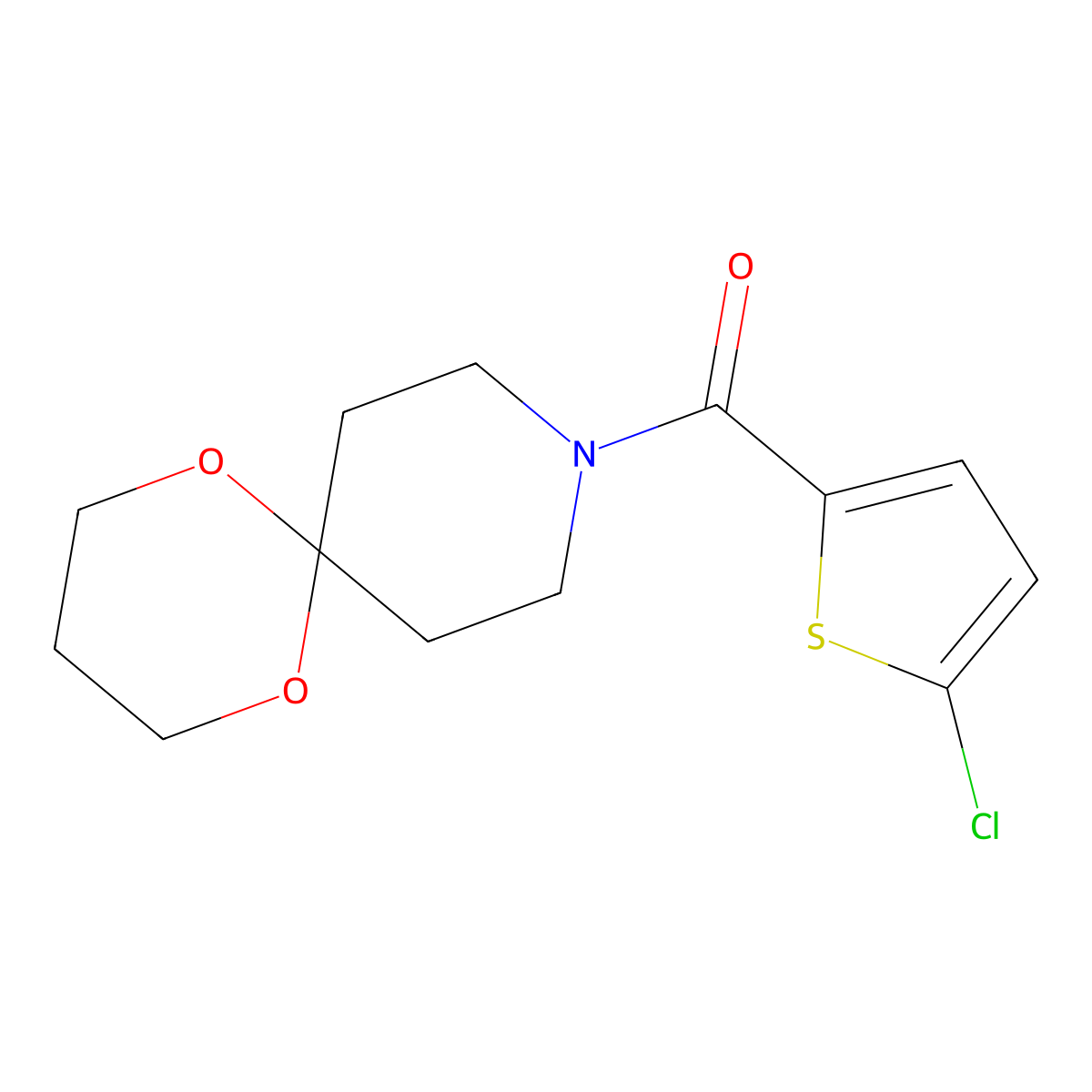(5-Chlorothiophen-2-yl)(1,5-dioxa-9-azaspiro[5.5]undecan-9-yl)methanone molecular structure, CAS 1351584-70-7