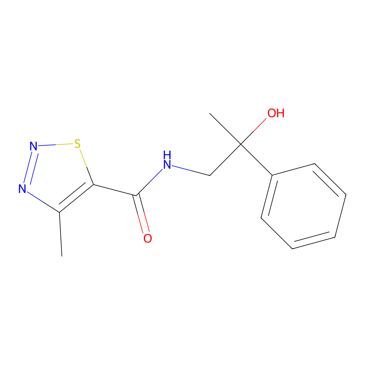 N-(2-hydroxy-2-phenylpropyl)-4-methyl-1,2,3-thiadiazole-5-carboxamide molecular structure, CAS 1351584-77-4