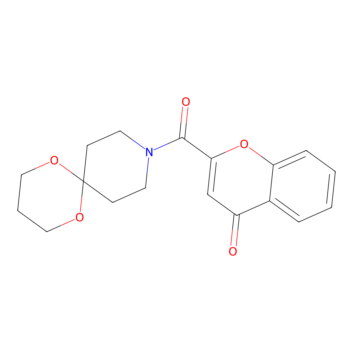 2-{1,5-dioxa-9-azaspiro[5.5]undecane-9-carbonyl}-4H-chromen-4-one molecular structure, CAS 1351584-78-5