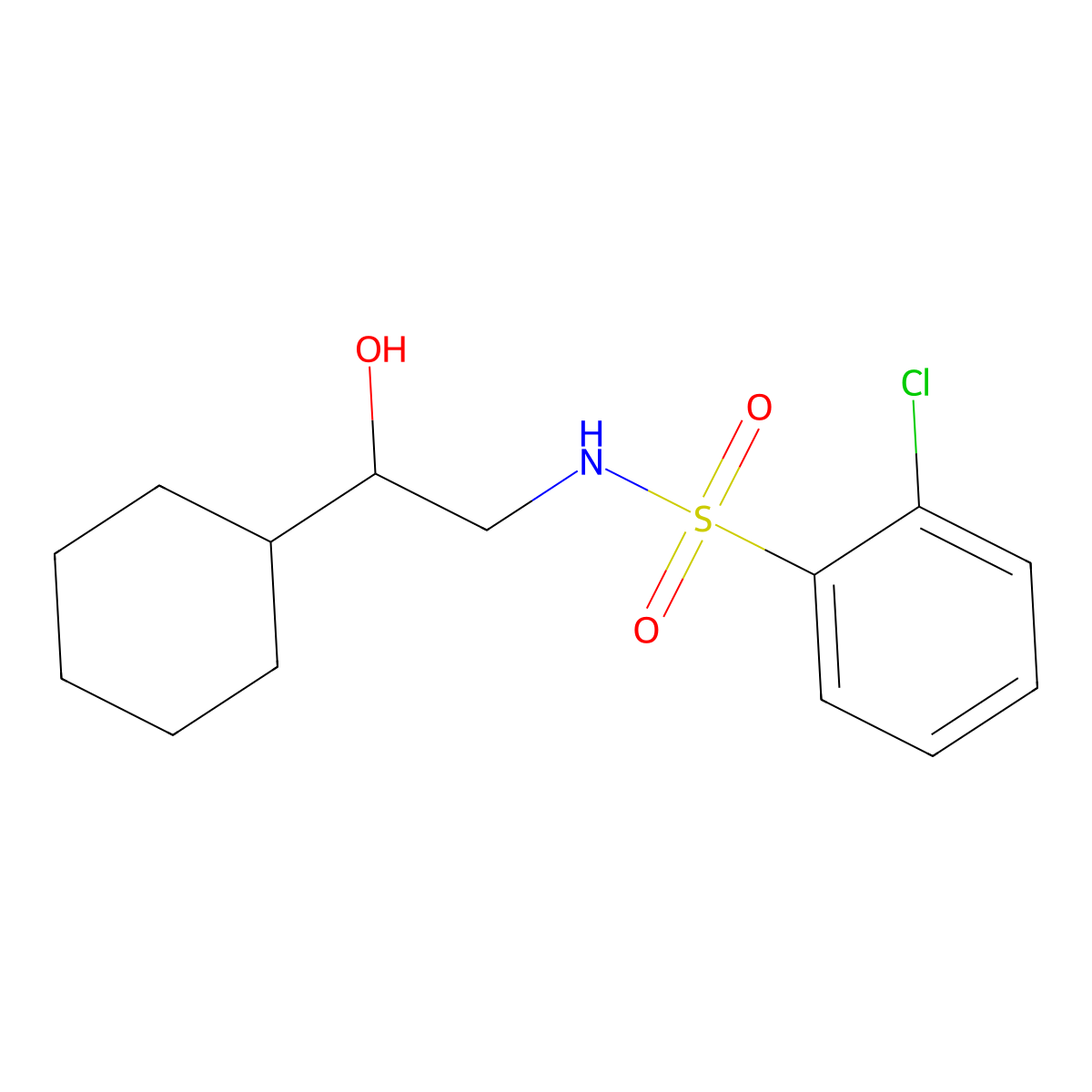 2-chloro-N-(2-cyclohexyl-2-hydroxyethyl)benzenesulfonamide molecular structure, CAS 1351584-80-9