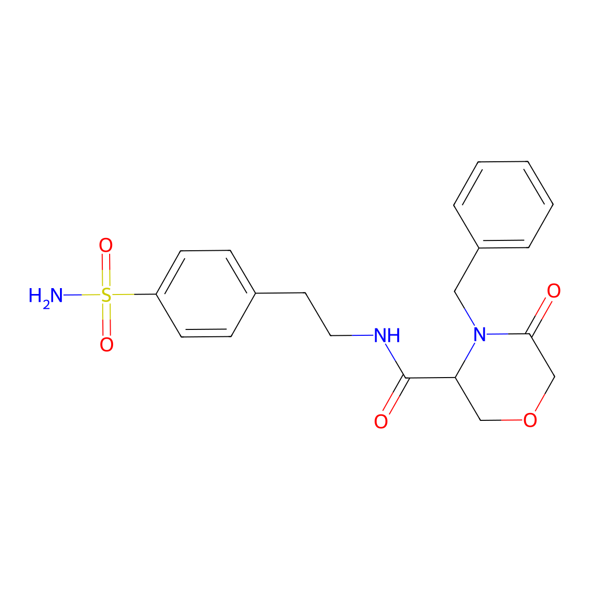 4-benzyl-5-oxo-N-(4-sulfamoylphenethyl)morpholine-3-carboxamide molecular structure, CAS 1351584-81-0
