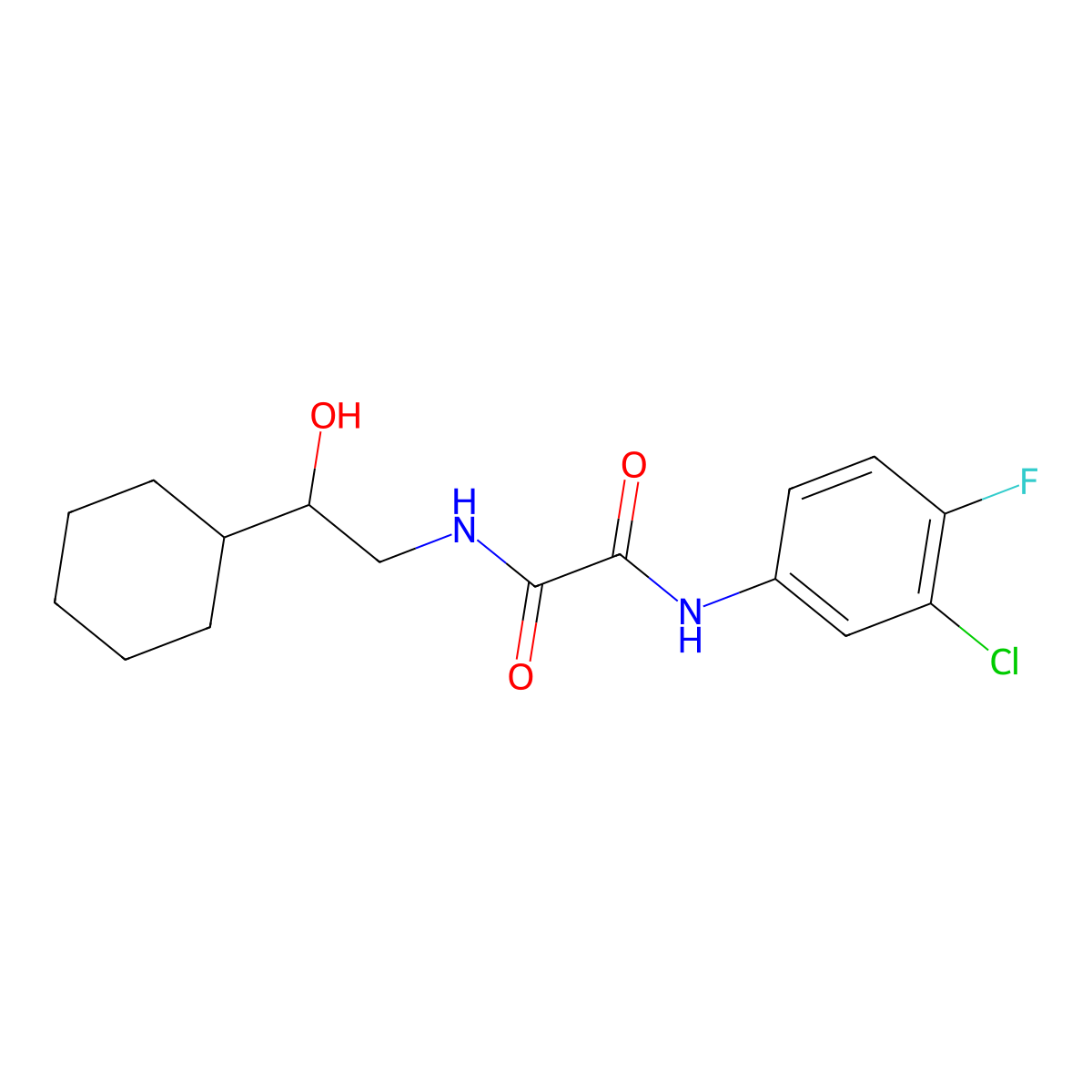 N1-(3-chloro-4-fluorophenyl)-N2-(2-cyclohexyl-2-hydroxyethyl)oxalamide molecular structure, CAS 1351584-96-7