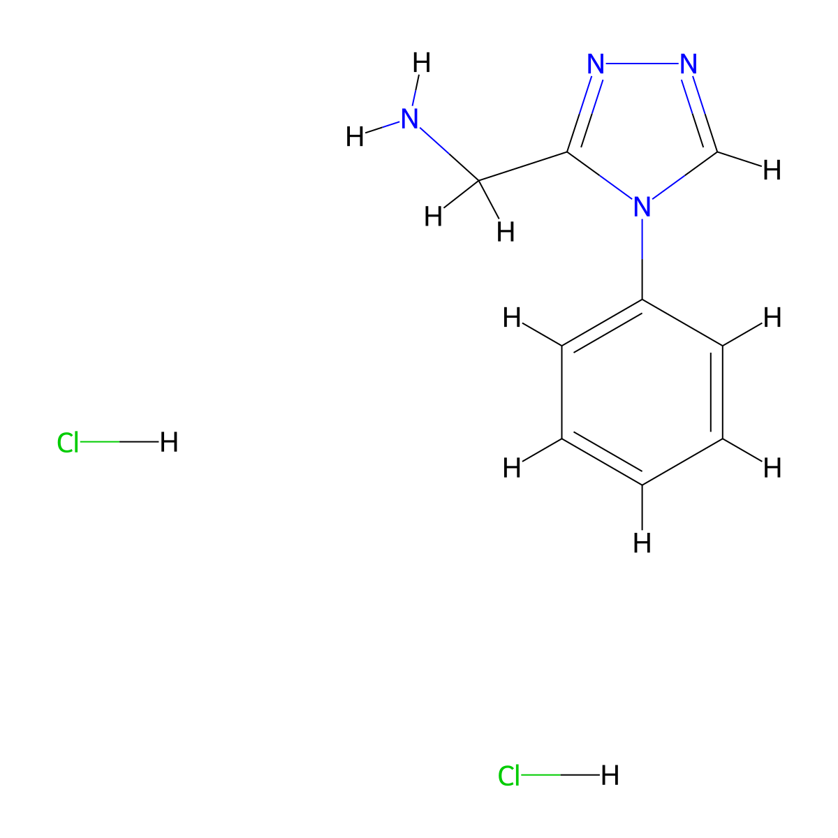 [(4-phenyl-4H-1,2,4-triazol-3-yl)methyl]amine dihydrochloride molecular structure, CAS 1351584-97-8