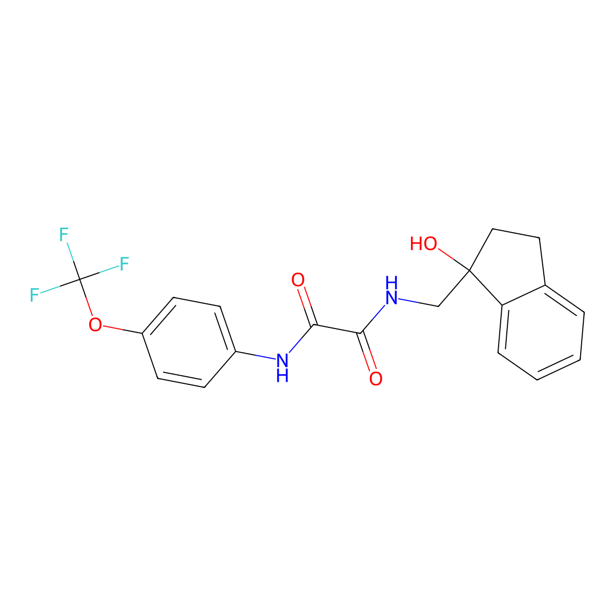 N1-((1-hydroxy-2,3-dihydro-1H-inden-1-yl)methyl)-N2-(4-(trifluoromethoxy)phenyl)oxalamide molecular structure, CAS 1351585-00-6