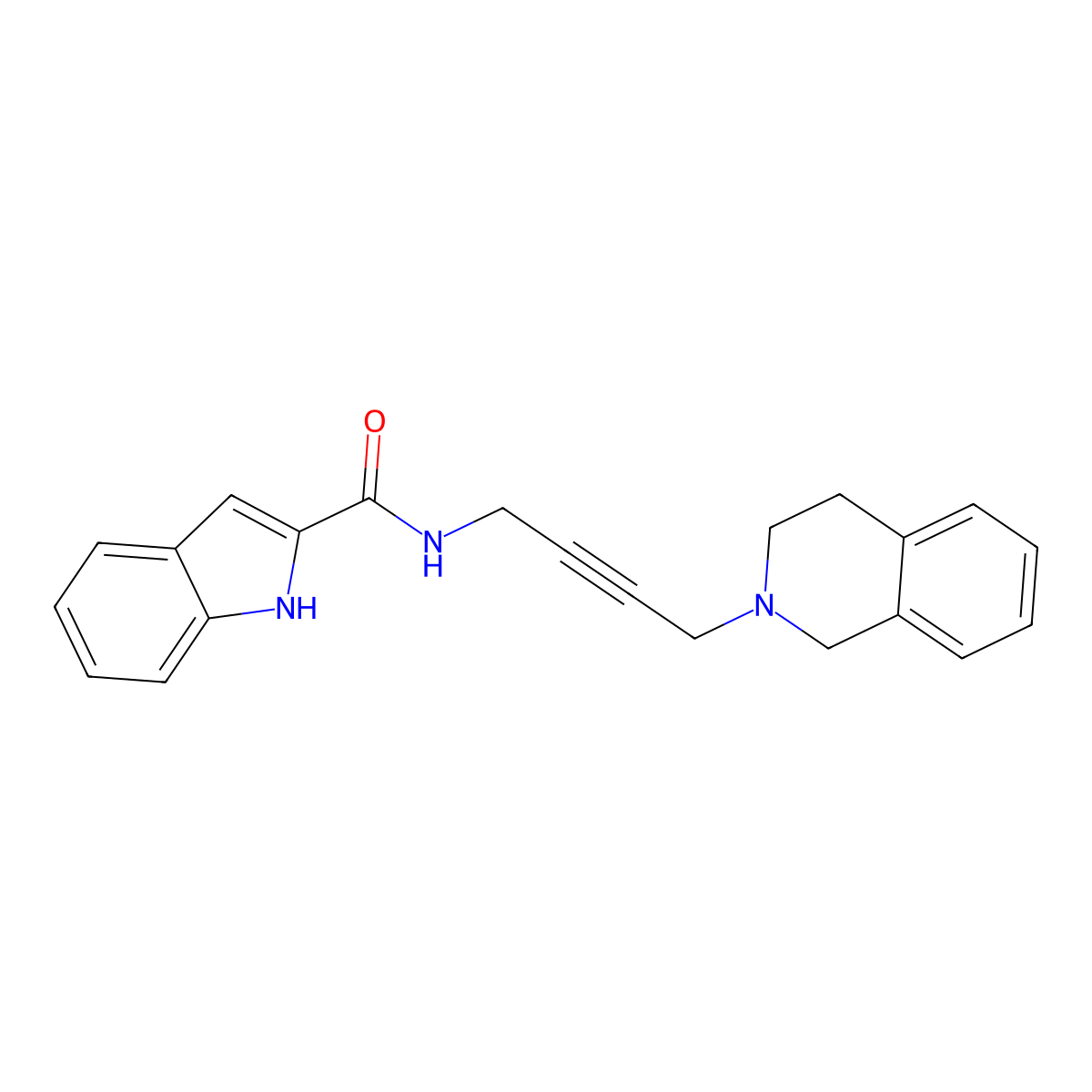 N-(4-(3,4-dihydroisoquinolin-2(1H)-yl)but-2-yn-1-yl)-1H-indole-2-carboxamide molecular structure, CAS 1351585-07-3