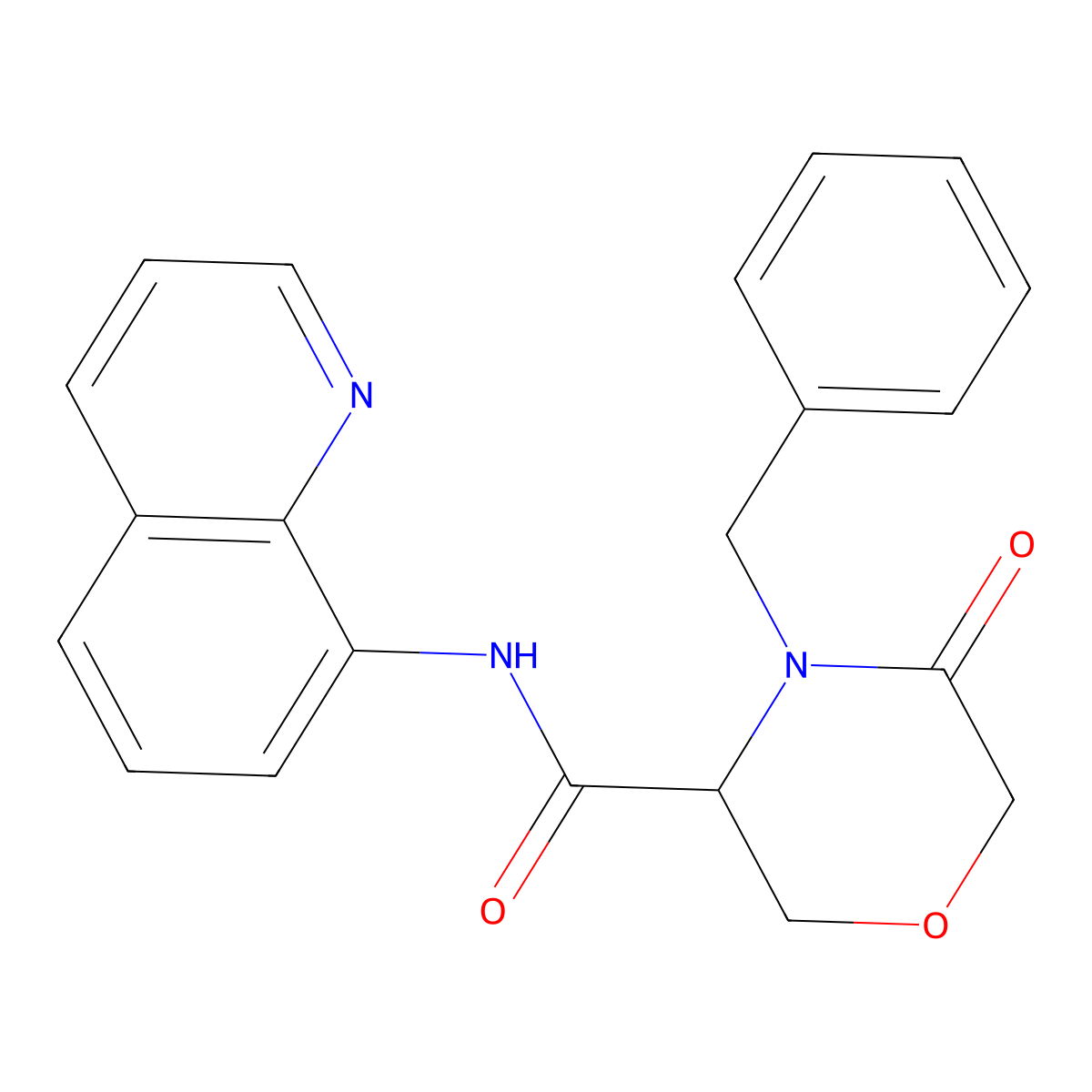 4-benzyl-5-oxo-N-(quinolin-8-yl)morpholine-3-carboxamide molecular structure, CAS 1351585-10-8