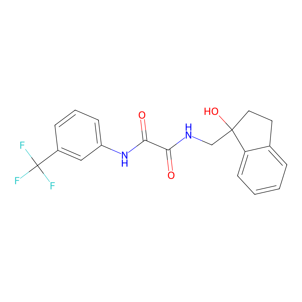 N1-((1-hydroxy-2,3-dihydro-1H-inden-1-yl)methyl)-N2-(3-(trifluoromethyl)phenyl)oxalamide molecular structure, CAS 1351585-11-9