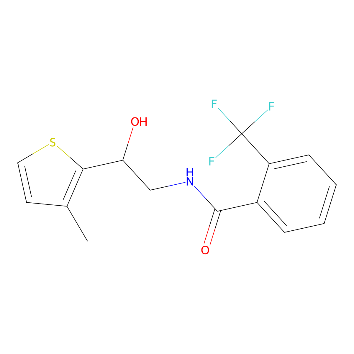 N-[2-hydroxy-2-(3-methylthiophen-2-yl)ethyl]-2-(trifluoromethyl)benzamide molecular structure, CAS 1351585-18-6