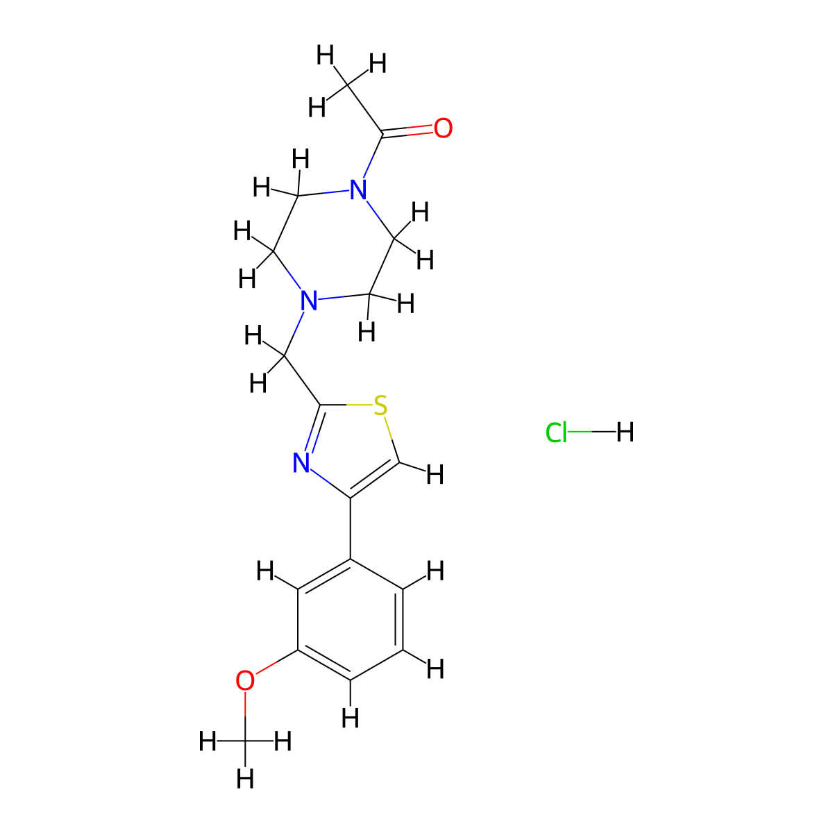 1-(4-((4-(3-Methoxyphenyl)thiazol-2-yl)methyl)piperazin-1-yl)ethanone hydrochloride molecular structure, CAS 1351585-25-5