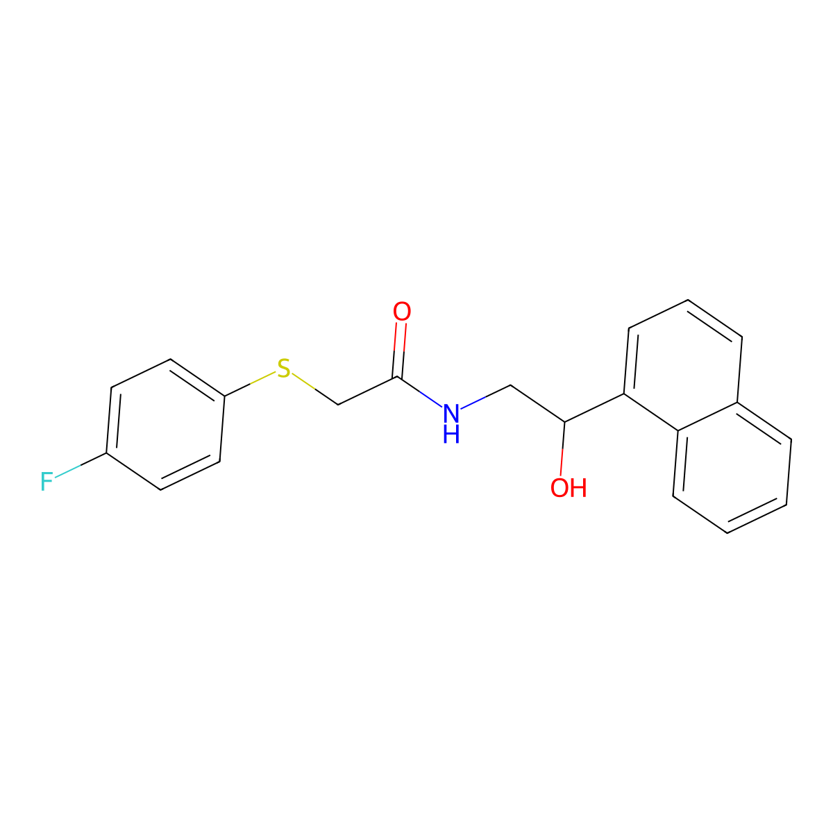 2-((4-fluorophenyl)thio)-N-(2-hydroxy-2-(naphthalen-1-yl)ethyl)acetamide molecular structure, CAS 1351585-27-7