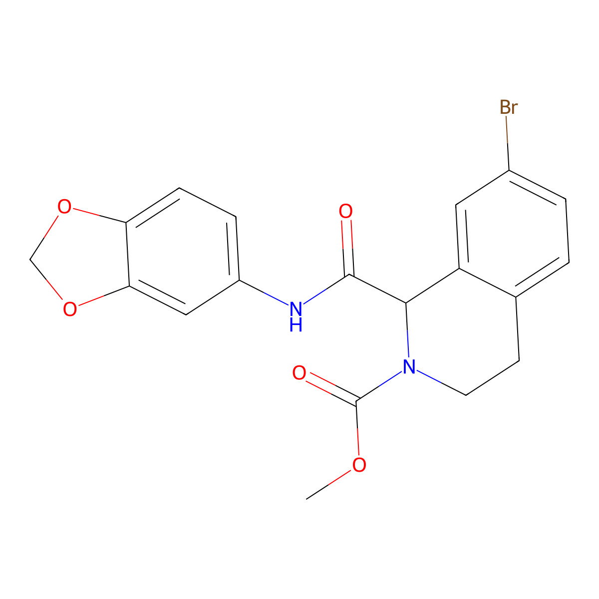 methyl 1-(benzo[d][1,3]dioxol-5-ylcarbamoyl)-7-bromo-3,4-dihydroisoquinoline-2(1H)-carboxylate molecular structure, CAS 1351585-28-8