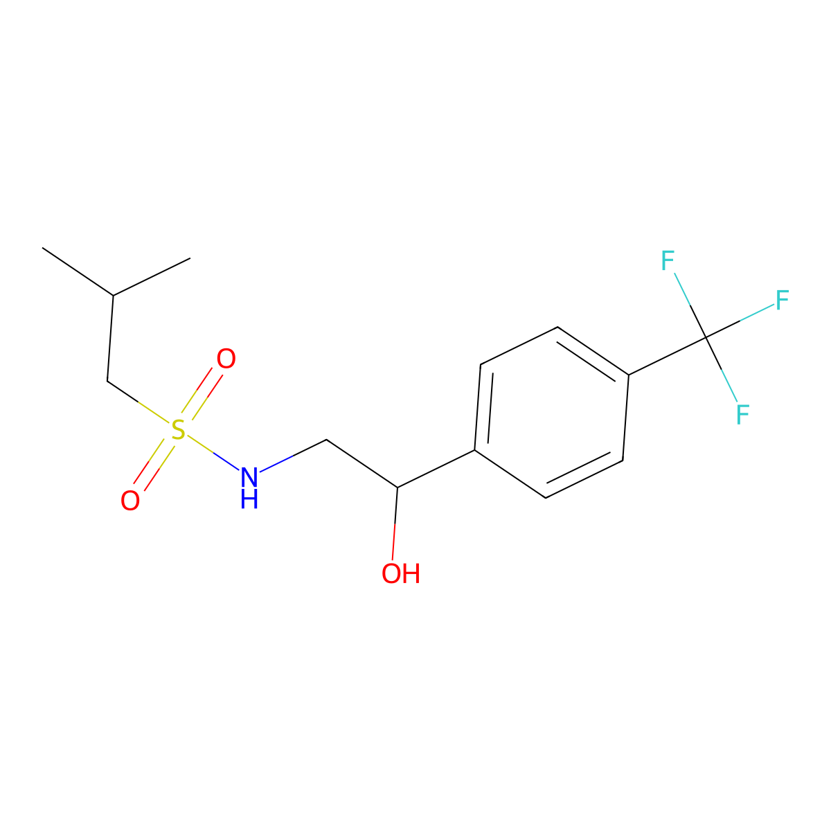 N-{2-hydroxy-2-[4-(trifluoromethyl)phenyl]ethyl}-2-methylpropane-1-sulfonamide molecular structure, CAS 1351585-30-2