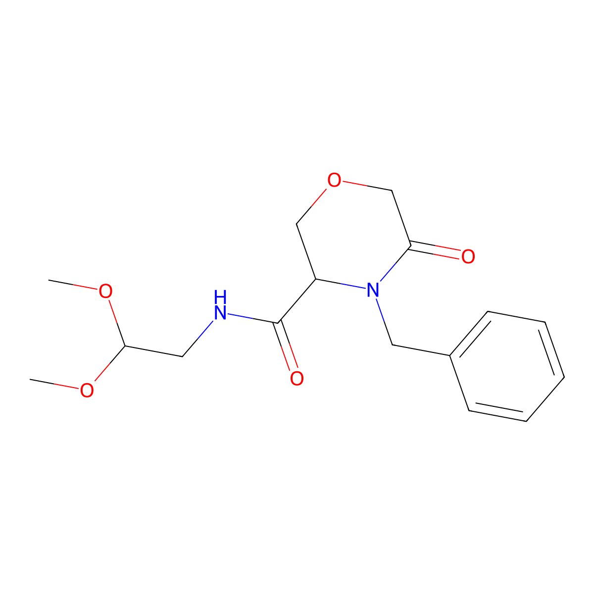 4-benzyl-N-(2,2-dimethoxyethyl)-5-oxomorpholine-3-carboxamide molecular structure, CAS 1351585-37-9