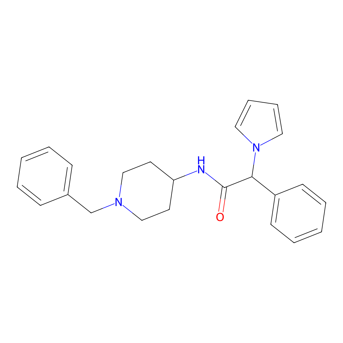 N-(1-benzylpiperidin-4-yl)-2-phenyl-2-(1H-pyrrol-1-yl)acetamide molecular structure, CAS 1351585-41-5