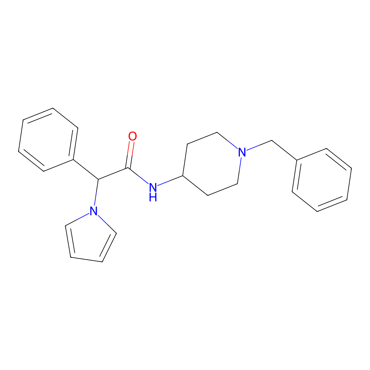N-(1-benzylpiperidin-4-yl)-2-phenyl-2-(1H-pyrrol-1-yl)acetamide molecular structure, CAS 1351585-41-5