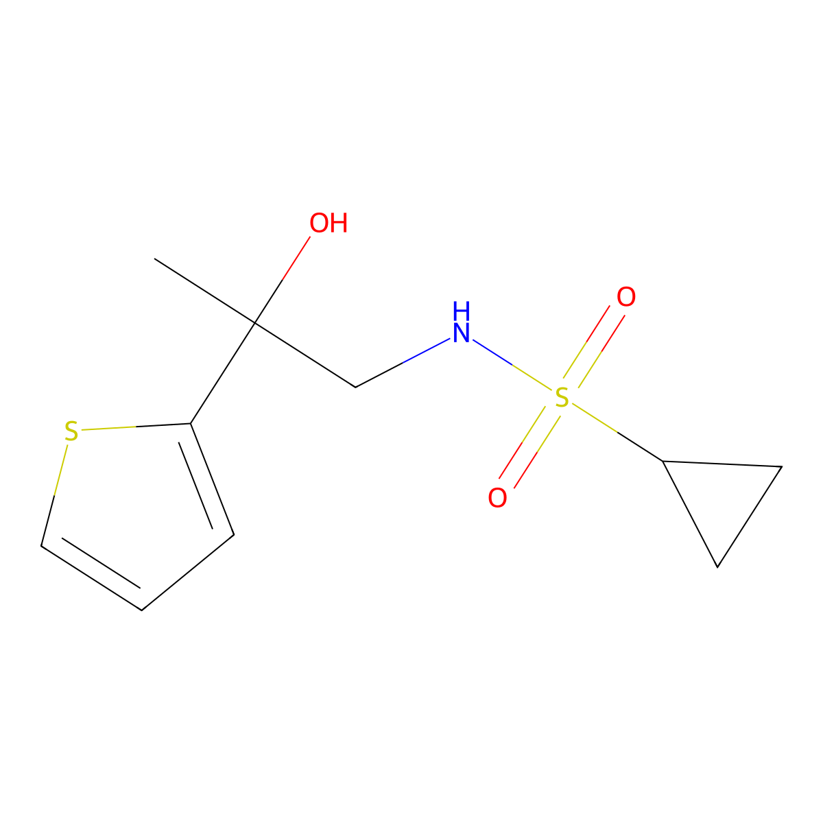N-[2-hydroxy-2-(thiophen-2-yl)propyl]cyclopropanesulfonamide molecular structure, CAS 1351585-49-3