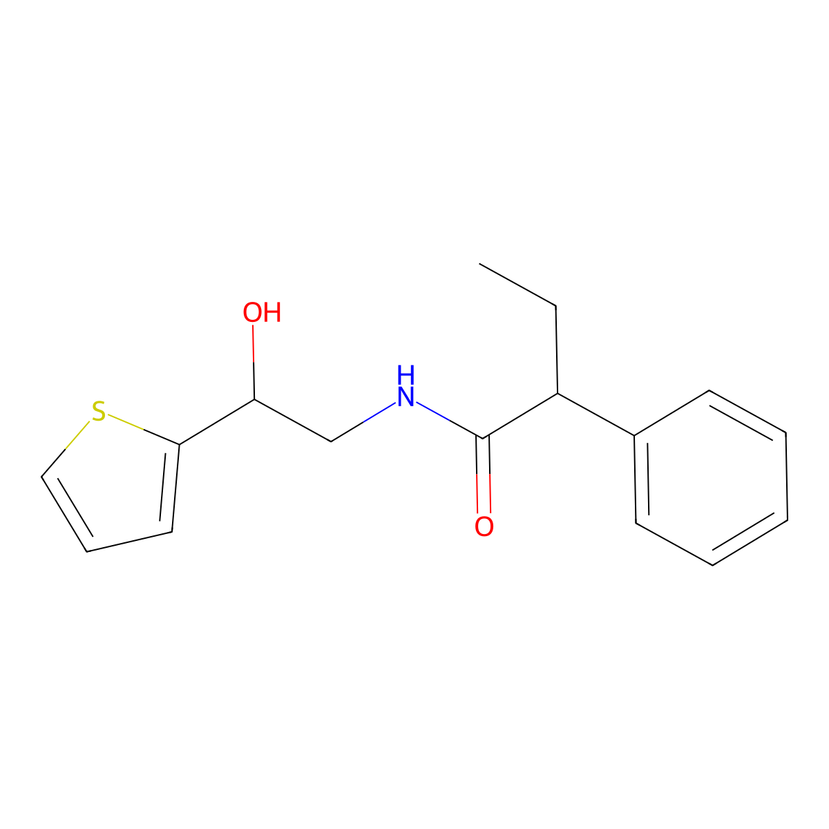 N-(2-hydroxy-2-(thiophen-2-yl)ethyl)-2-phenylbutanamide molecular structure, CAS 1351585-53-9