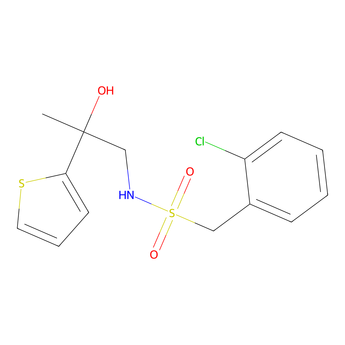 1-(2-chlorophenyl)-N-[2-hydroxy-2-(thiophen-2-yl)propyl]methanesulfonamide molecular structure, CAS 1351586-05-4
