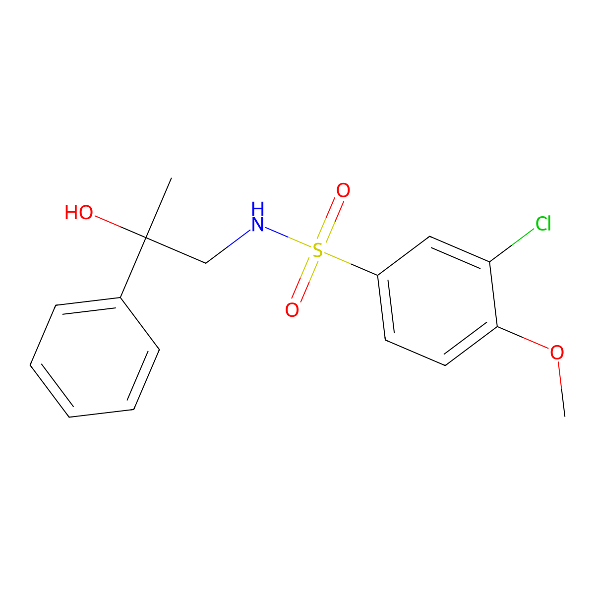 3-chloro-N-(2-hydroxy-2-phenylpropyl)-4-methoxybenzenesulfonamide molecular structure, CAS 1351586-16-7