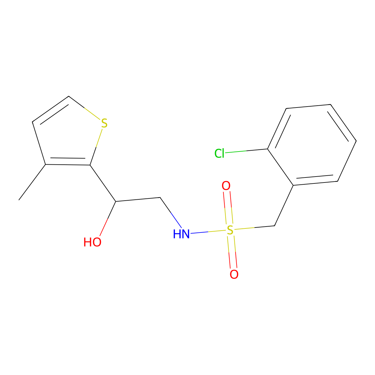 1-(2-chlorophenyl)-N-[2-hydroxy-2-(3-methylthiophen-2-yl)ethyl]methanesulfonamide molecular structure, CAS 1351586-32-7