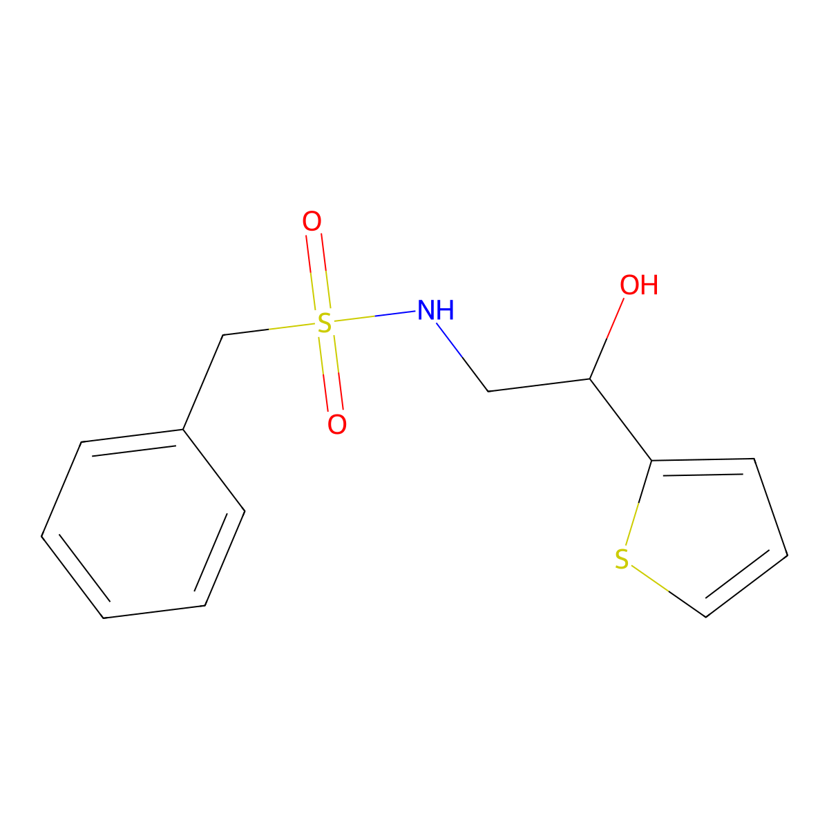 N-(2-hydroxy-2-(thiophen-2-yl)ethyl)-1-phenylmethanesulfonamide molecular structure, CAS 1351586-38-3