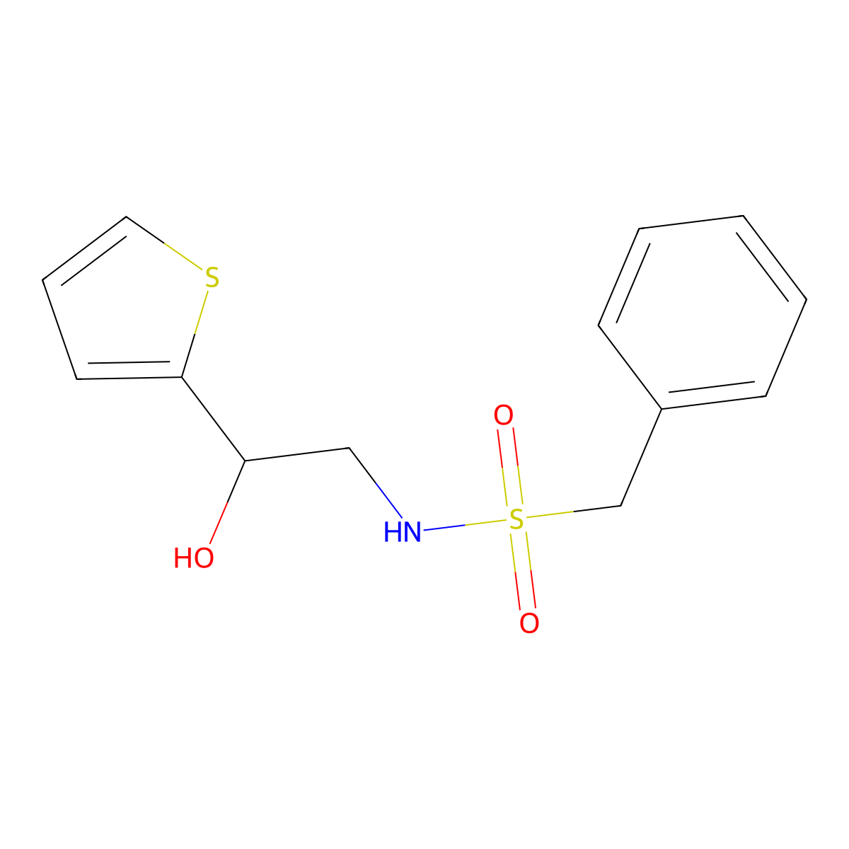 N-(2-hydroxy-2-(thiophen-2-yl)ethyl)-1-phenylmethanesulfonamide molecular structure, CAS 1351586-38-3
