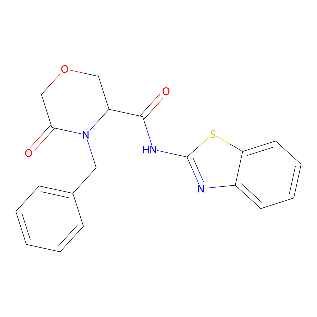 N-(benzo[d]thiazol-2-yl)-4-benzyl-5-oxomorpholine-3-carboxamide molecular structure, CAS 1351586-47-4