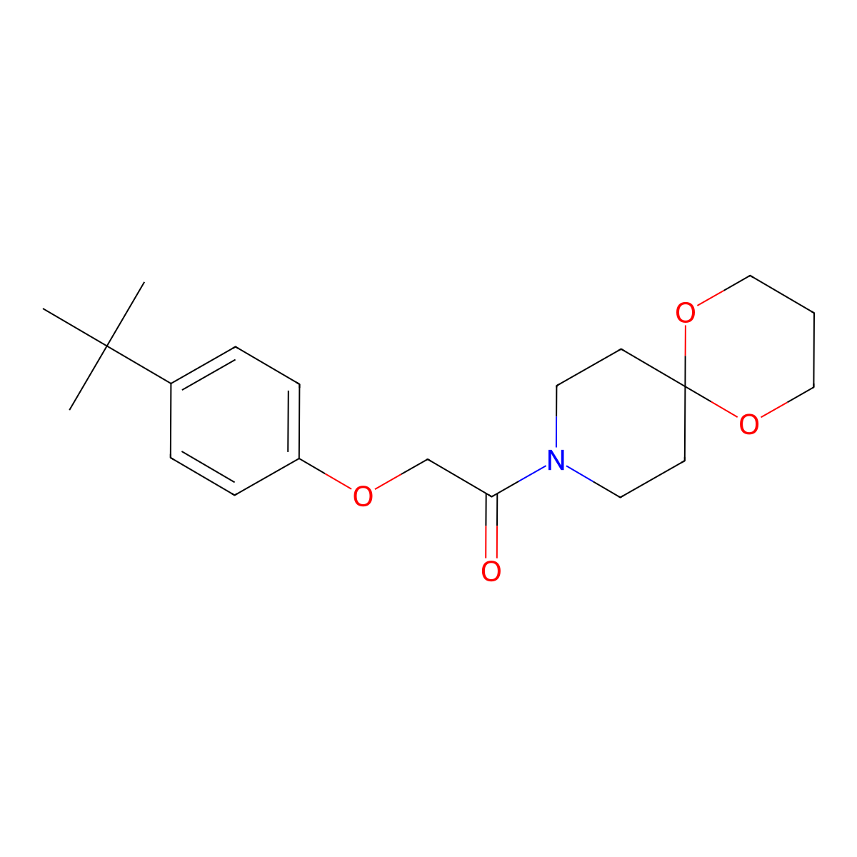 2-(4-(Tert-butyl)phenoxy)-1-(1,5-dioxa-9-azaspiro[5.5]undecan-9-yl)ethanone molecular structure, CAS 1351586-66-7