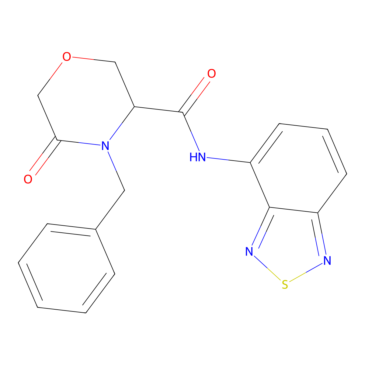 N-(2,1,3-benzothiadiazol-4-yl)-4-benzyl-5-oxomorpholine-3-carboxamide molecular structure, CAS 1351586-72-5