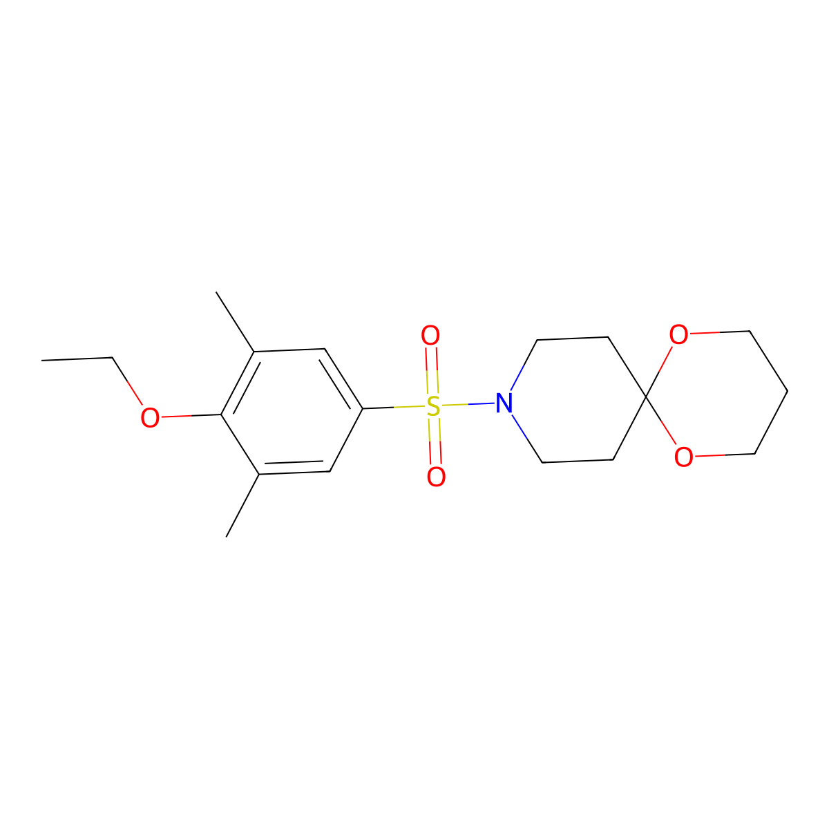 9-((4-Ethoxy-3,5-dimethylphenyl)sulfonyl)-1,5-dioxa-9-azaspiro[5.5]undecane molecular structure, CAS 1351586-75-8