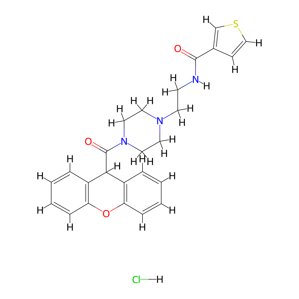 N-{2-[4-(9H-Xanthene-9-carbonyl)piperazin-1-YL]ethyl}thiophene-3-carboxamide hydrochloride molecular structure, CAS 1351586-78-1