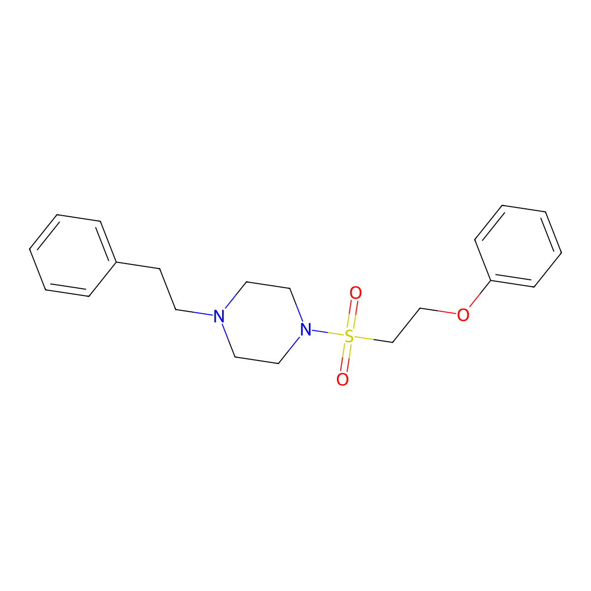 1-Phenethyl-4-((2-phenoxyethyl)sulfonyl)piperazine molecular structure, CAS 1351586-88-3