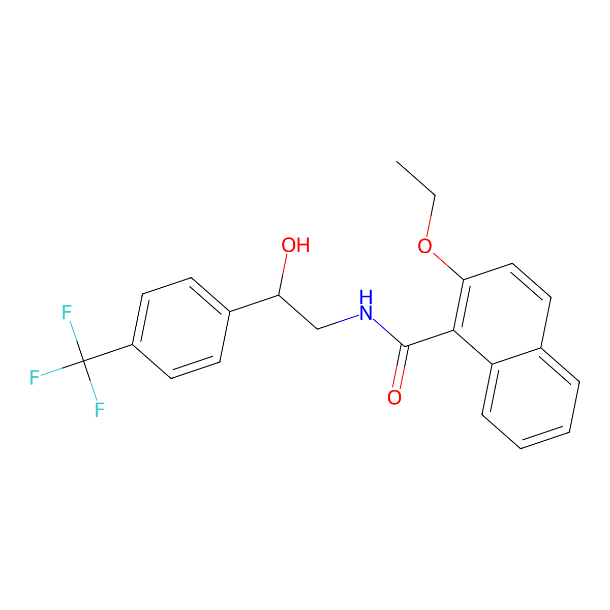 2-ethoxy-N-(2-hydroxy-2-(4-(trifluoromethyl)phenyl)ethyl)-1-naphthamide molecular structure, CAS 1351586-95-2