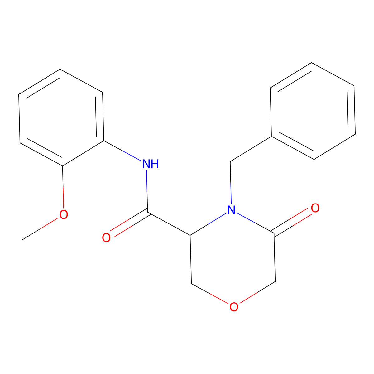 4-benzyl-N-(2-methoxyphenyl)-5-oxomorpholine-3-carboxamide molecular structure, CAS 1351587-07-9
