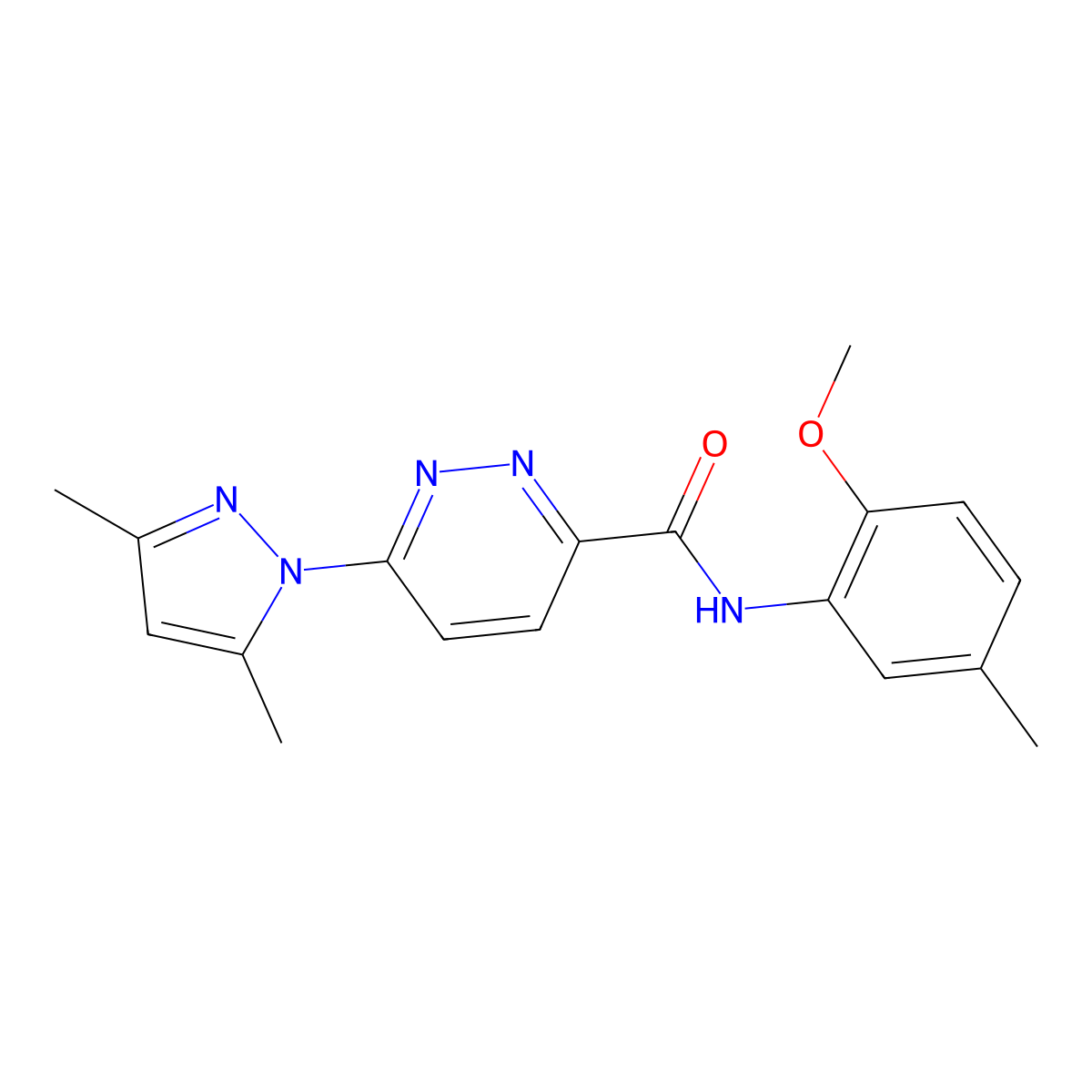 6-(3,5-dimethyl-1H-pyrazol-1-yl)-N-(2-methoxy-5-methylphenyl)pyridazine-3-carboxamide molecular structure, CAS 1351587-10-4