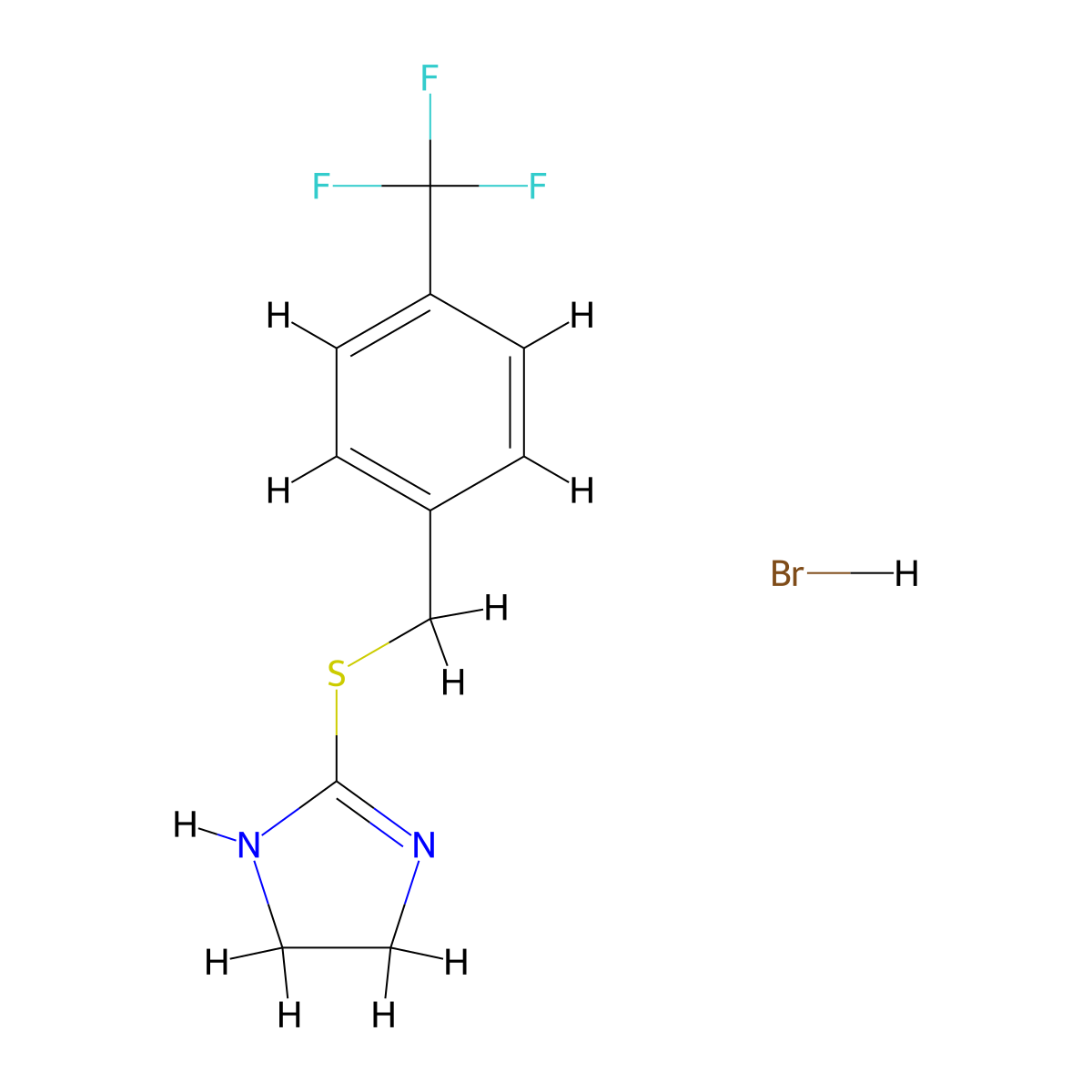 2-{[4-(trifluoromethyl)benzyl]thio}-4,5-dihydro-1H-imidazole hydrobromide molecular structure, CAS 1351587-11-5