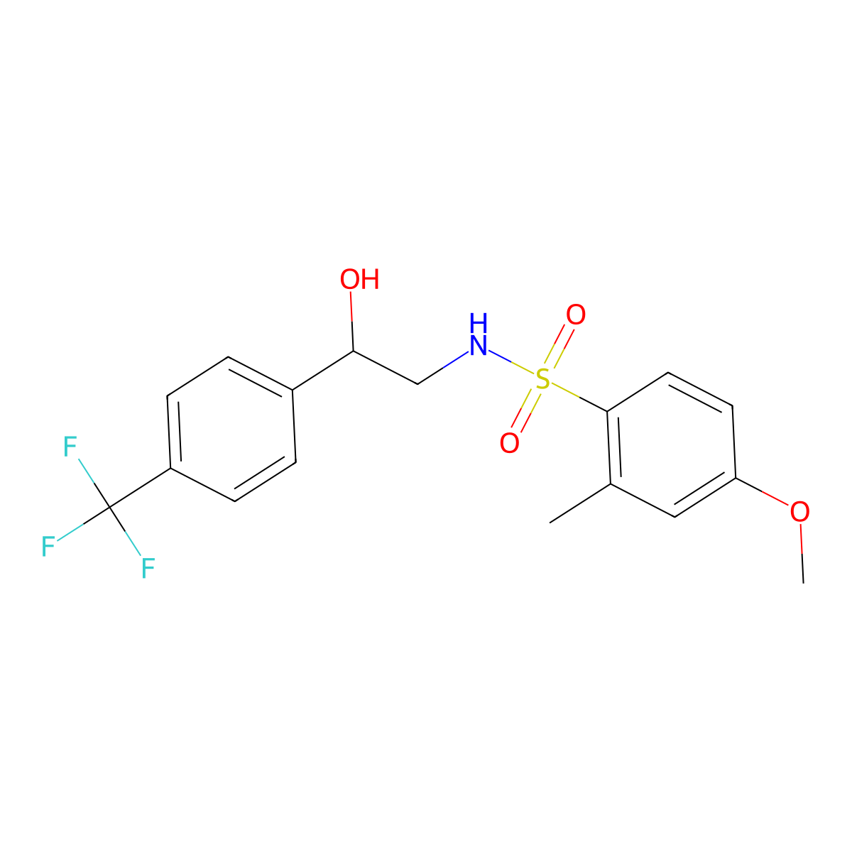 N-(2-hydroxy-2-(4-(trifluoromethyl)phenyl)ethyl)-4-methoxy-2-methylbenzenesulfonamide molecular structure, CAS 1351587-13-7